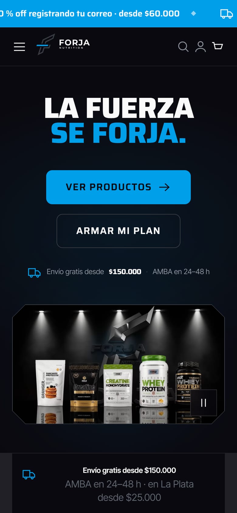 La tienda Forja Nutrition en un teléfono